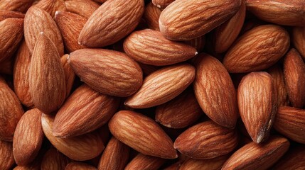 Fototapeta premium A 4K photo of background of big raw peeled almonds situated arbitrarily.