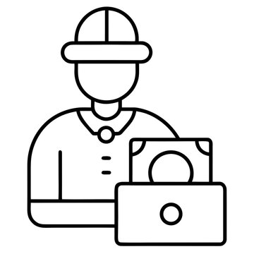 worker holding money briefcase outline clip art preview