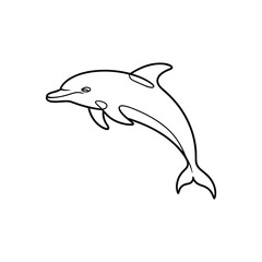 Fototapeta premium Playful dolphin leaping in a simple black line art marine mammal ocean animal