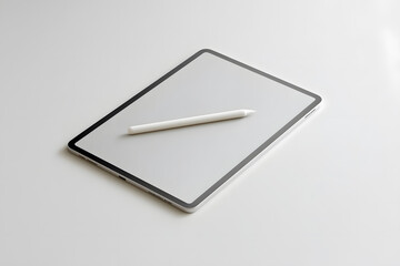 Digital tablet with stylus on white background, representing technology, creativity, and modern workspace concepts.