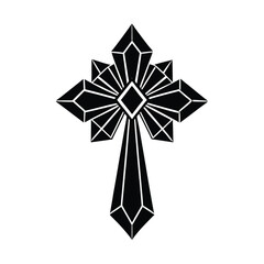 Cruz de bautismo de oro con incrustaciones