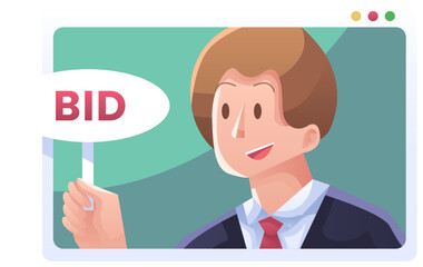 businessman bidding illustration