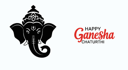 Happy Ganesha Chaturthi: Stylized Black & White Ganesha Vector Illustration