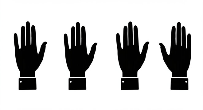 Vector art of hand icons in various styles isolated on white background