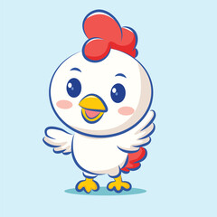 cute cartoon character chicken is embarrassed for logo restaurant