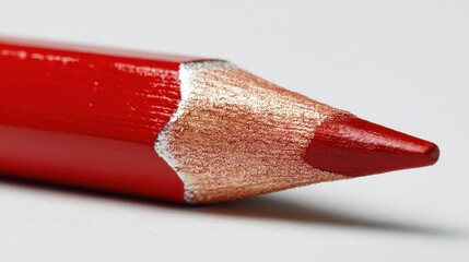 A 4K photo of red pencil on a white background.