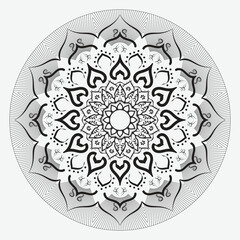 Ornamental round mandala with intricate lace floral pattern and vintage decorative design