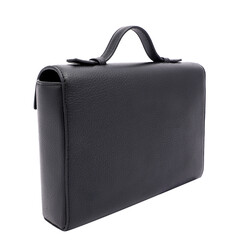 Sleek Black Leather Handbag – Rear View with Handle Detail
