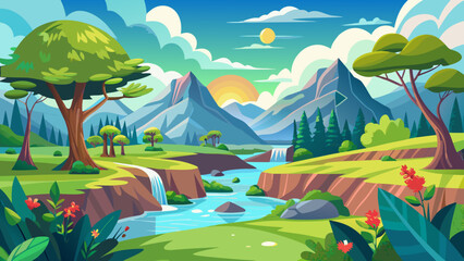Obraz premium summer landscape with lake