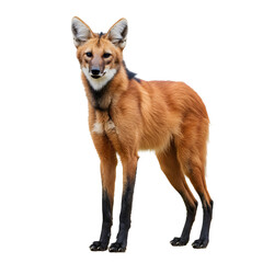 Obraz premium Standing Maned Wolf on Transparent Background Showing Unique Adaptation