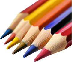 Fototapeta premium Colorful pencils arranged neatly, showcasing vibrant hues and sharp tips. Isolated on transparent white background, png 