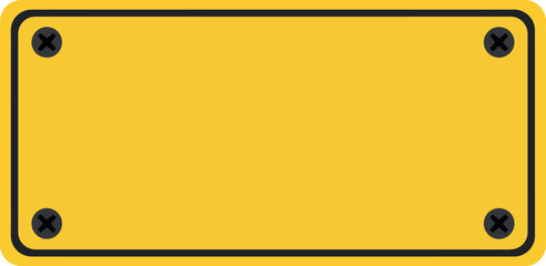 Blank yellow rectangular sign with bolt holes