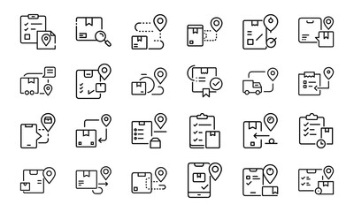 24 E-Commerce and Online Shopping Line Icons Cart, Payment, Delivery, Discount, Customer Service, Order Tracking, Return, and Loyalty Program Vector Icon Set