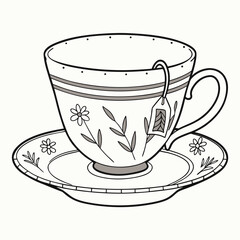 Elegant teacup and saucer with floral design decorative