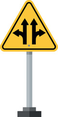 Road sign fork in the road decision point directional arrows