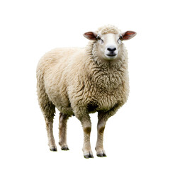 Obraz premium Standing Sheep with Thick Wool Isolated on Transparent Background Image