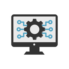 Monitoring System Icon Vector Illustration Flat Version