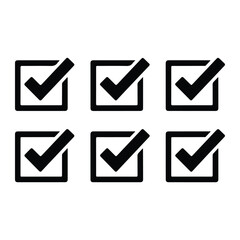 Black checkmarks in squares tick symbol