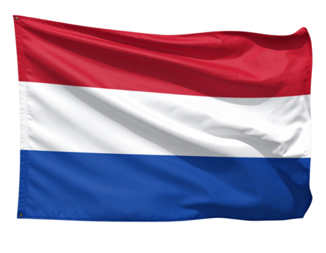  Netherlands National Flag with Realistic Fabric Texture, isolated on transparent background PNG