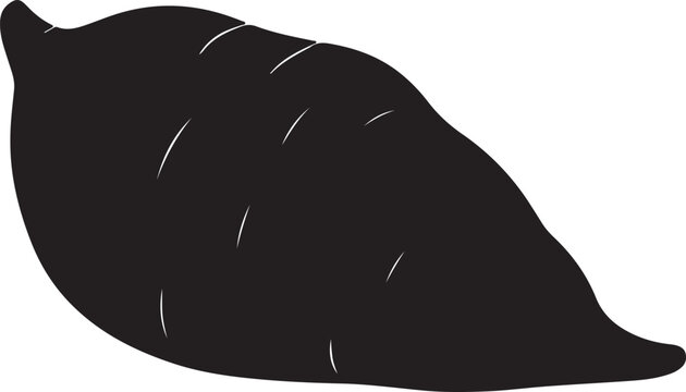 black sweet potato silhouette on white background clip art preview
