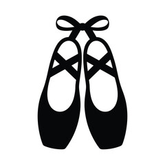 Classic black ballet slippers tied with a bow