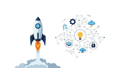 Rocket launch with tech network