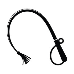 Black silhouette of a horse riding whip with tassel