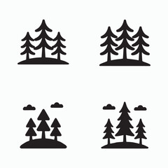 Fototapeta premium Black and White Forest Icons 