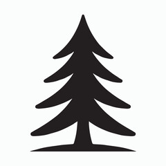 silhouette of a pine tree against a white background.
