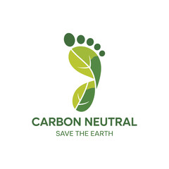 Green footprint symbol for carbon neutrality and earth conservation