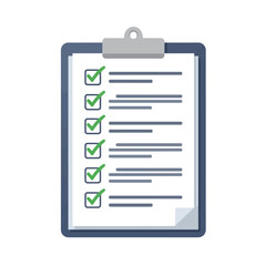 A clipboard with a checklist showing completed tasks, all marked with green checkmarks.