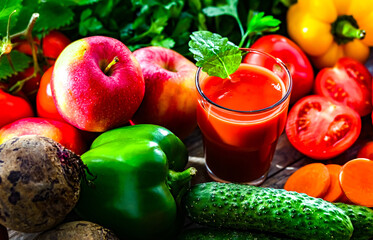 Glass with fresh vegetable juice. Detox diet