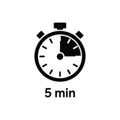 Simple stopwatch icon indicating five minutes