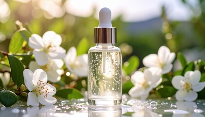Spring Floral Skincare Serum Bottle