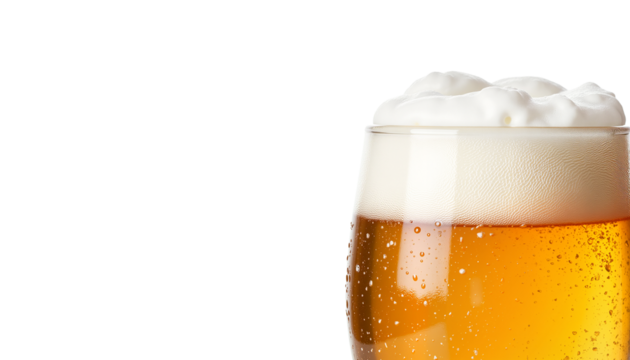 Beer mug with foam on white background for St. Patrick's Day  
