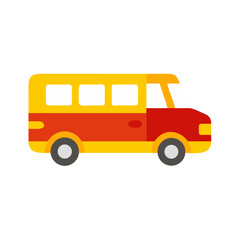Illustration of a two toned yellow and red colored bus