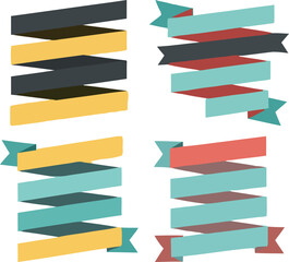 Colorful flat design ribbons and banners for design elements