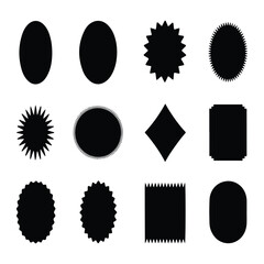 Fototapeta premium Black shapes starburst oval diamond square abstract