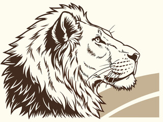 Obraz premium Majestic Lion Head Profile, Vector Graphic Design , This striking black and white vector graphic portrays a lion's head in profile view.