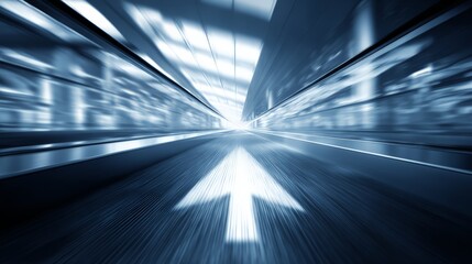 Obraz premium Dynamic perspective of a fast-moving pathway illustrating speed and direction.
