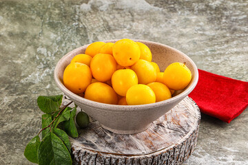 Ripe sweet juicy yellow plum