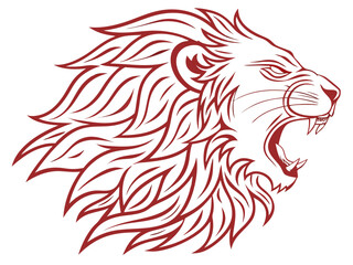 Fototapeta premium Majestic Lion Head Profile, Vector Graphic Design , This striking black and white vector graphic portrays a lion's head in profile view.
