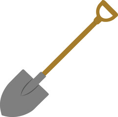 Vector Silhouette of a shovel used for digging on a transparent background