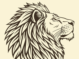 Naklejka premium Majestic Lion Head Profile, Vector Graphic Design , This striking black and white vector graphic portrays a lion's head in profile view.