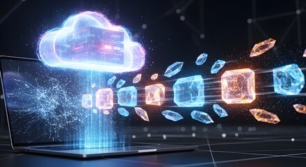 Cloud Computing Data Transfer from Laptop | Holographic Cloud Technology for Network Security, Business Solutions, and Digital Transformation