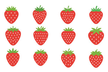 Fresh Strawberry Fruit Clipart Set