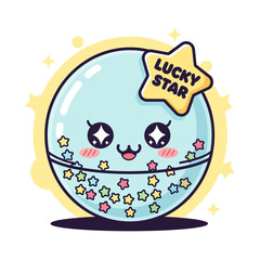 Fototapeta premium Kawaii Gachapon Capsule with Lucky Star Character 