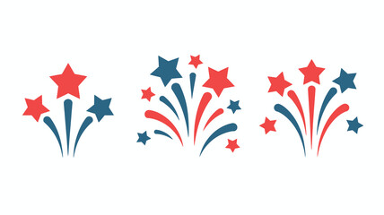 Celebrate freedom with dazzling red, white, and blue starbursts and fireworks, perfect for patriotic events and festive occasions.