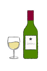 手描き風ワインボトルとグラスアイコン