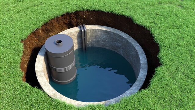 Water extraction method subterranean tank 3d visualization nature setting aerial perspective environmental engineering concept